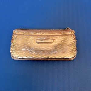 MICHAEL KORS PURSE CLUTCH WALLET BAG GOLD SEQUIN NIGHT OUT SHOULDER BAG …